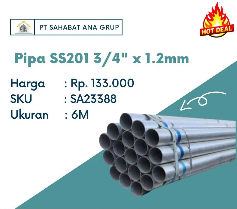 Pipa SS201 3/4 x 1.2mm