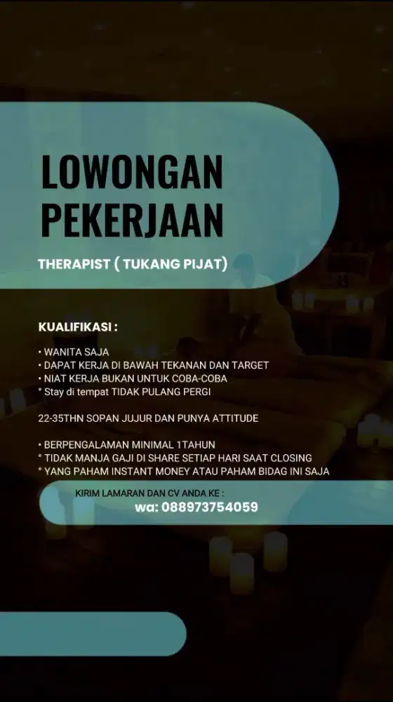 di butuhkan pekerja secepatnya