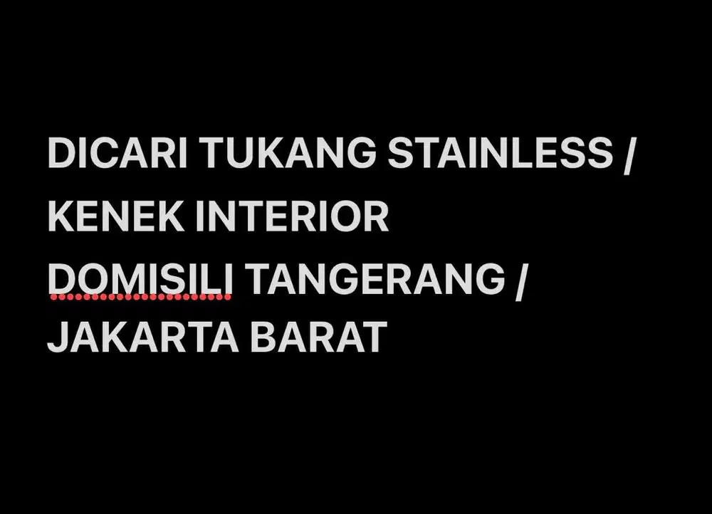 DICARI TUKANG STAINLESS KENEK INTERIOR BERPENGALAMAN