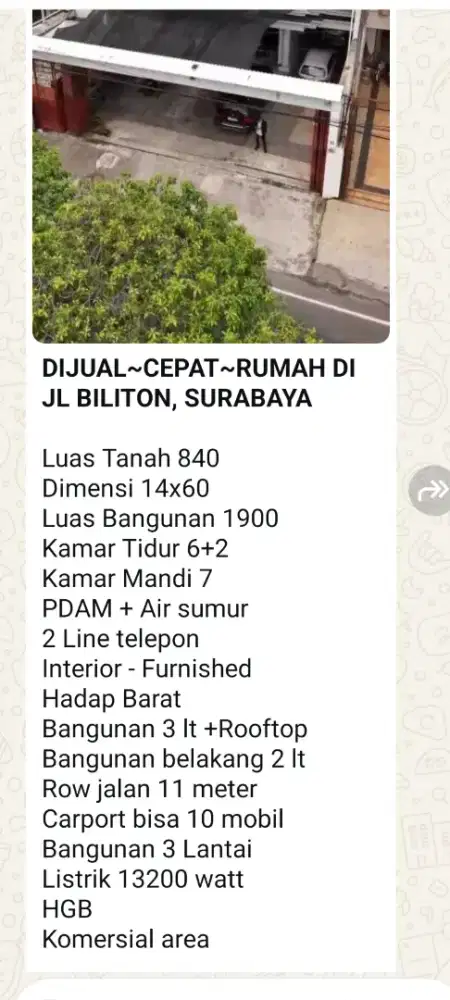 Rumah komersial area tengah kota