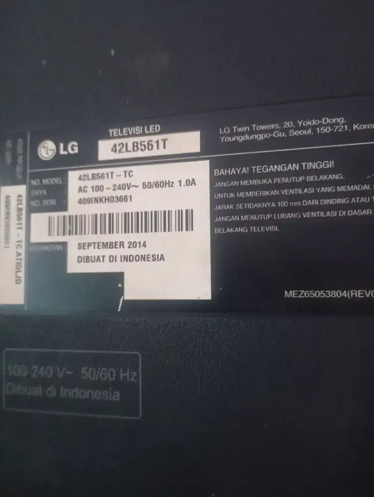 Jual LED di gital 42in .mrk LG..minus layar rusak .jakarta timur.