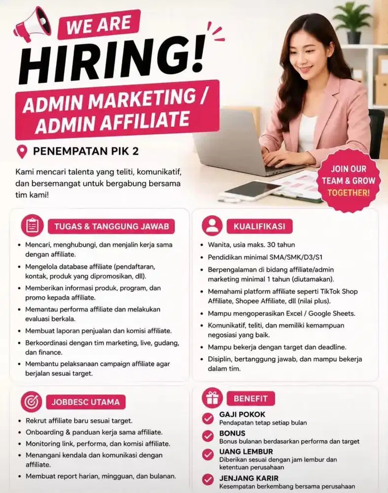 Lowongan admin afiliator