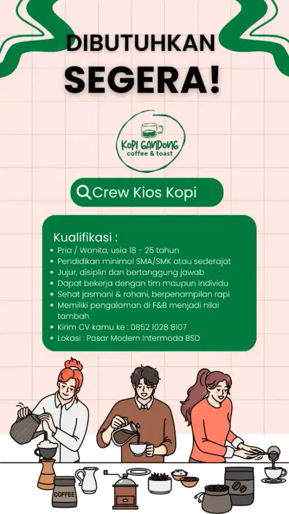 Crew Kios Kopi + Kasir