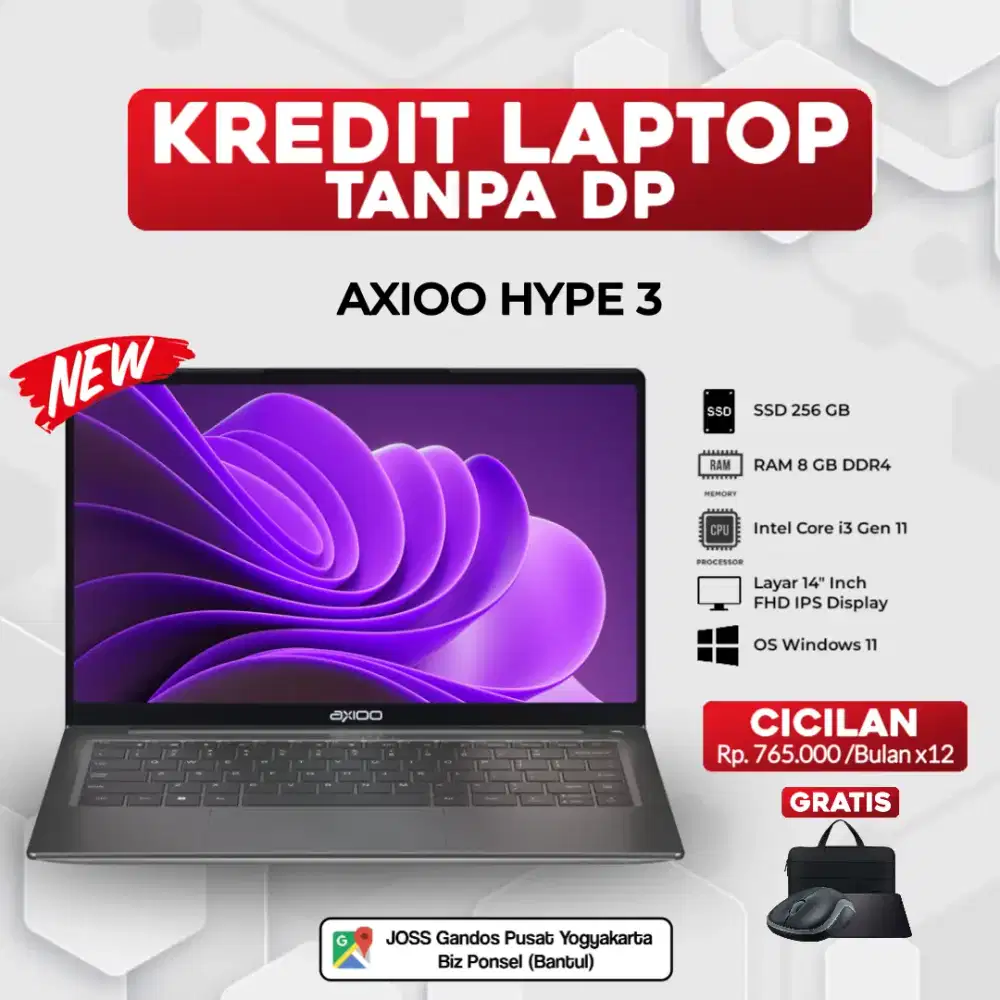 BISA KREDIT LAPTOP TANPA DP | AXIOO HYPE 3 | INTEL CORE i3 | RAM 8GB