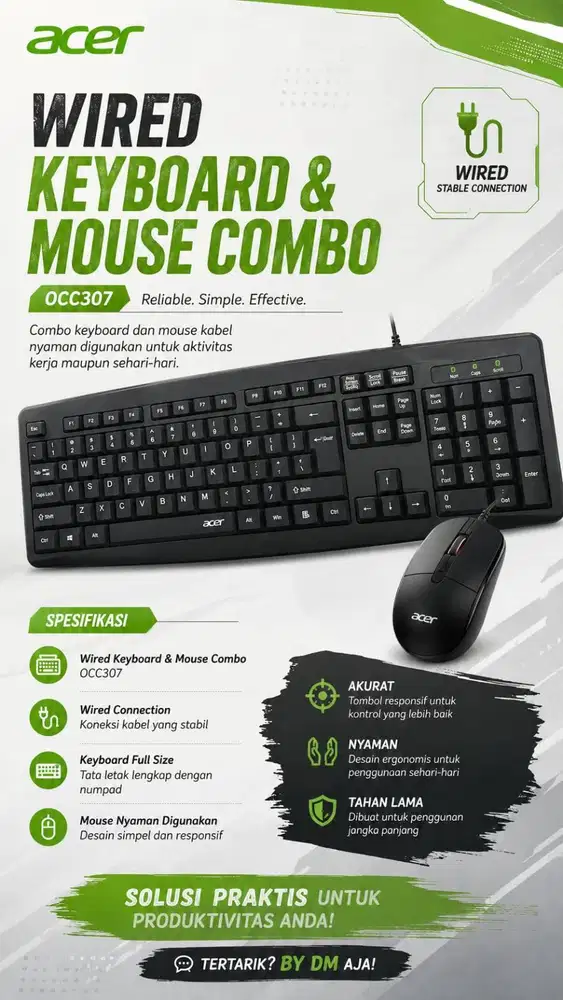 Paket Keyboard dan Mouse Kabel Acer