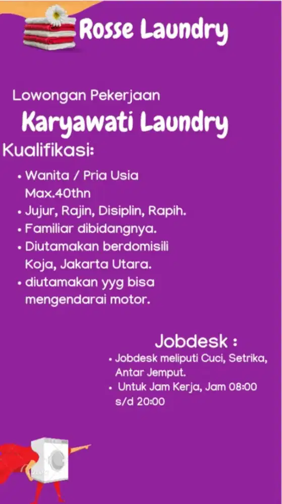 DIBUTUHKAN KARYAWAN LAUNDRY