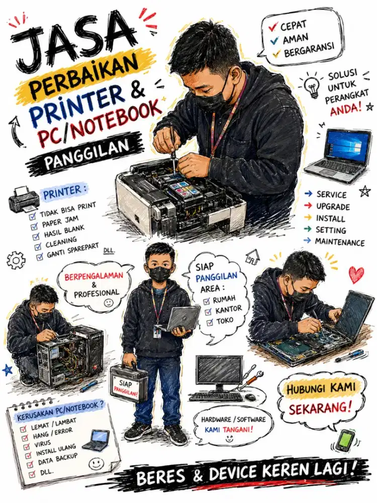 JASA PANGGILAN  SERVIS PRINTER & KOMPUTER