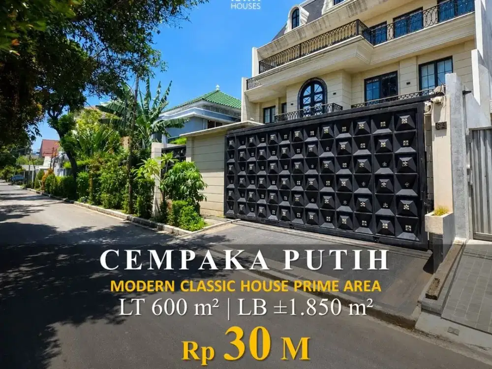DIJUAL MANSION 1850m2 CEMPAKA PUTIH - 600m2 SKY GARDEN JACUZZI 7KT 3.5 LANTAI 30M