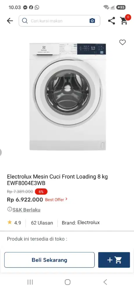 Electrolux mesin cuci 8kg promo
