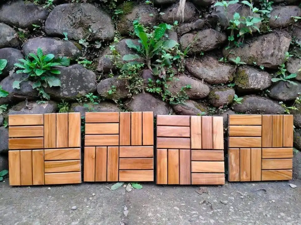 parket lantai kayu decking tile gardentile jati ukuran 30 x 30 cm