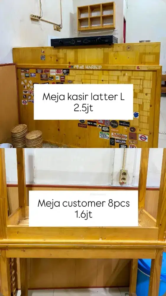 Jual Meja Kasir dan Meja Pelanggan bekas Warkop