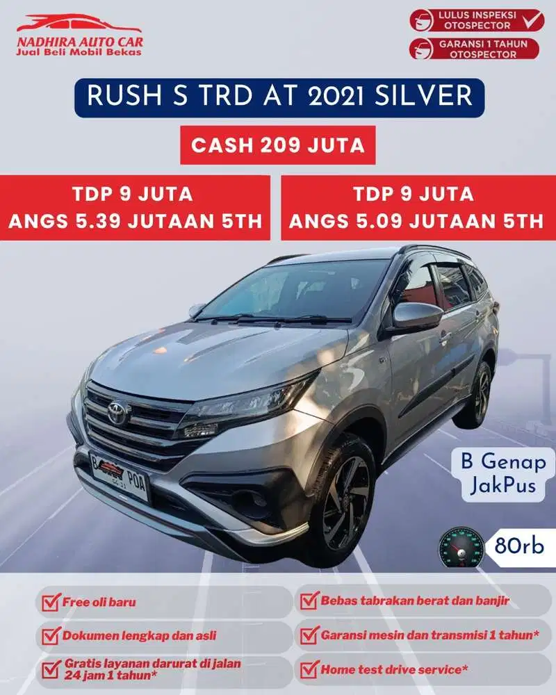 Angsuran 4 Jutaan Rush S TRD AT 2021 Silver
