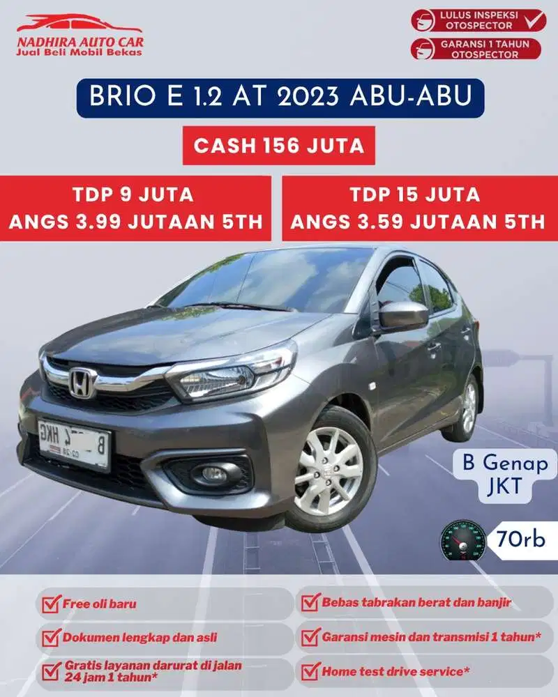 Angsuran 3 Jutaan Brio E 1.2 AT 2023 Abu-abu