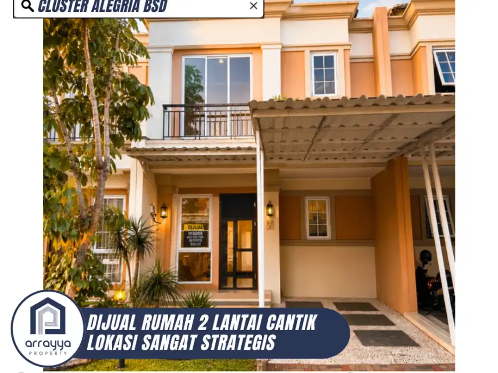 DIJUAL RUMAH CANTIK 2 LANTAI SIAP HUNI LOKASI SANGAT STRATEGIS DI ALEGRIA BSD (ENB384)
