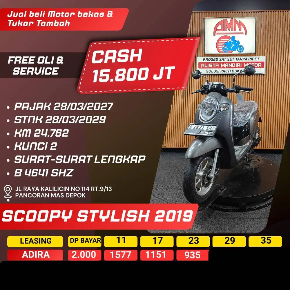 SCOOPY STYLISH 2019 PAJAK HIDUP KUNCI 2 SPAYLATER CASH / KREDIT ALISTA