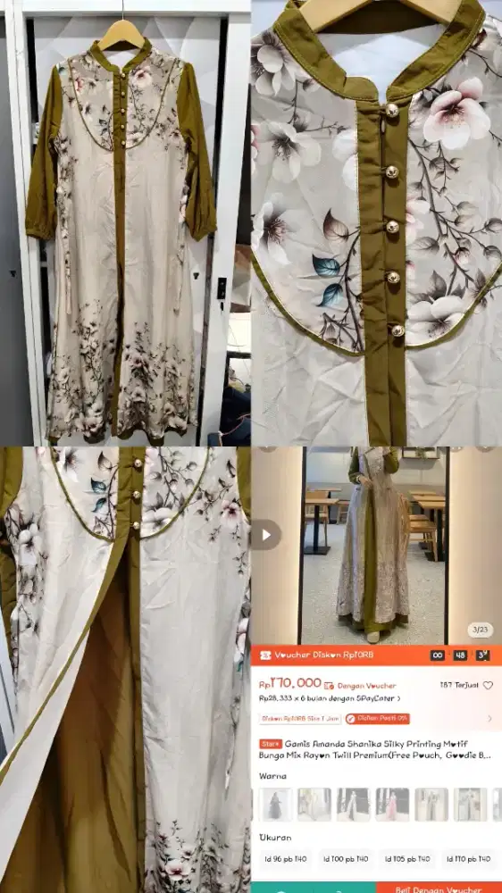Gamis Olive Bunga Flower Busui Gamis Kondangan Gamis Lebaran