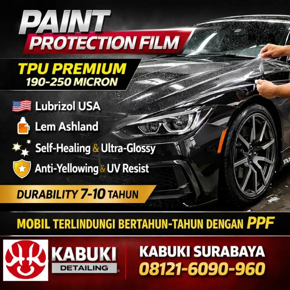 Pasang PPF Film bahan TPU Lubrizol USA tahan gores & benturan
