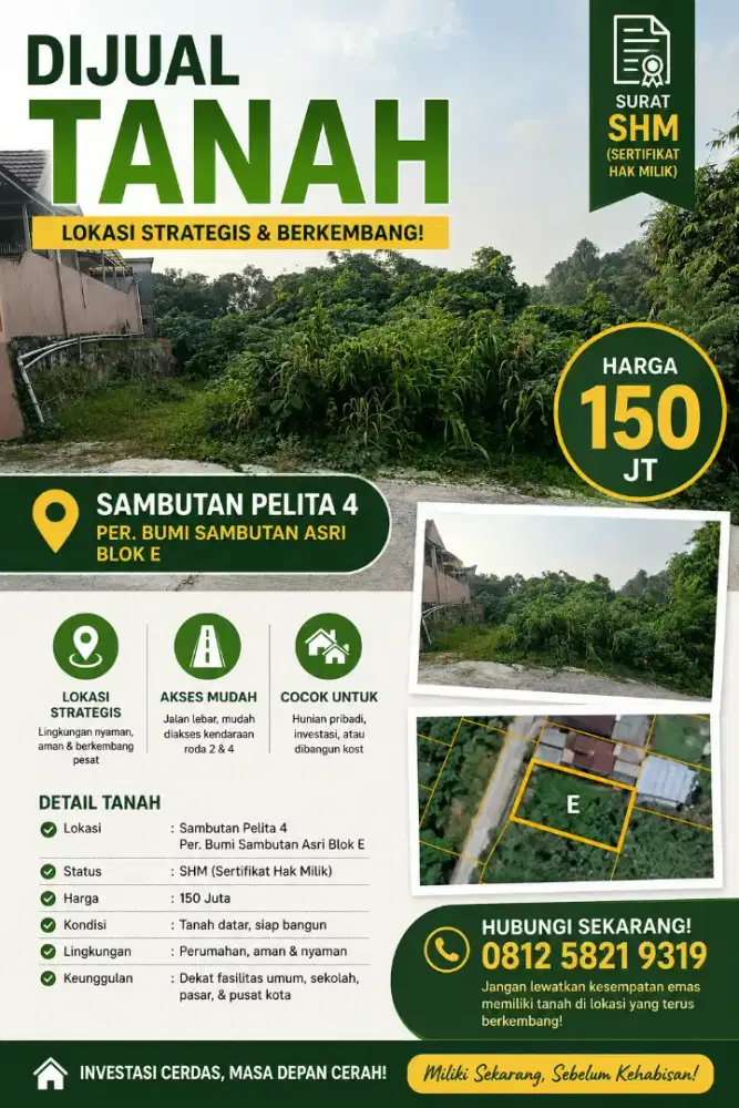 Jual Tanah Siap Bangun, lokasi perumahan strategis
