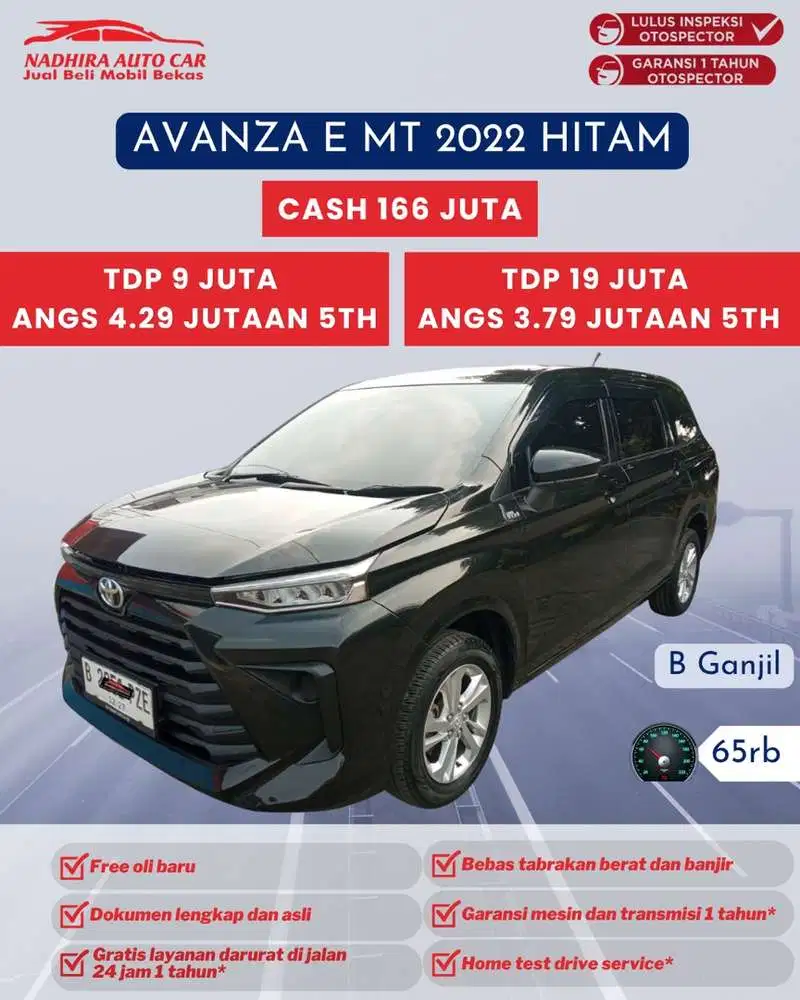 Angsuran 3 Jutaan Avanza E MT 2022 Hitam