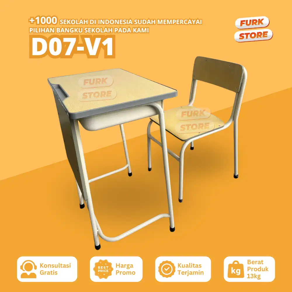 Meja Kursi Sekolah Set Tipe D07 – Meja Kursi Siswa | Meja Sekolah SMP