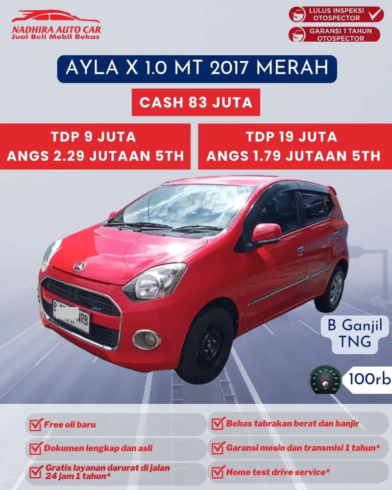 Angsuran 1 Jutaan Ayla X 1.0 MT 2017 Merah