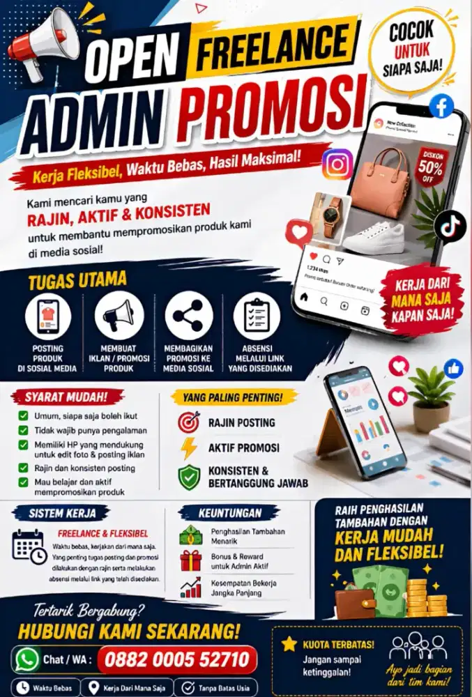 Lowongan Freelance Admin Promosi - Kerja dari HP