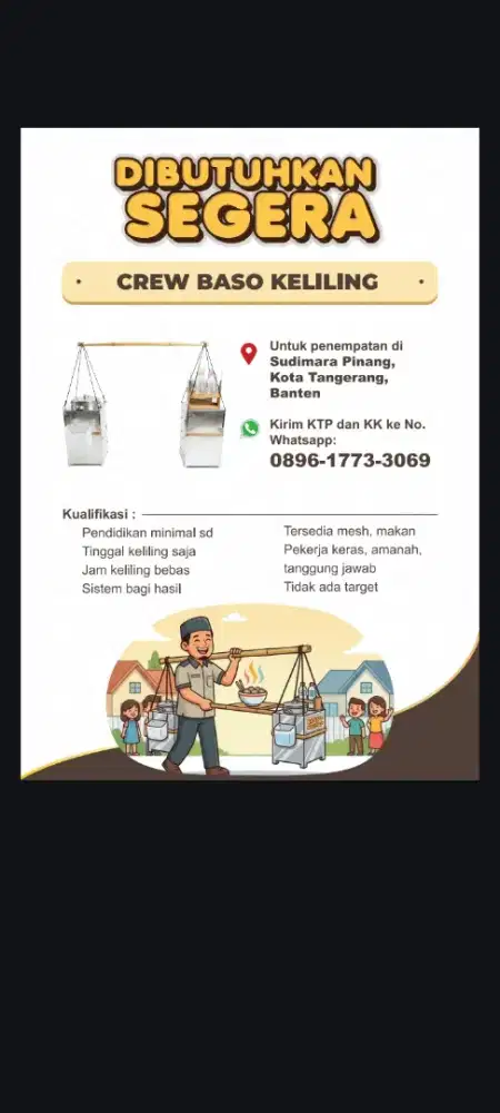 LOWONGAN CREW BASO CUANKI KELILING