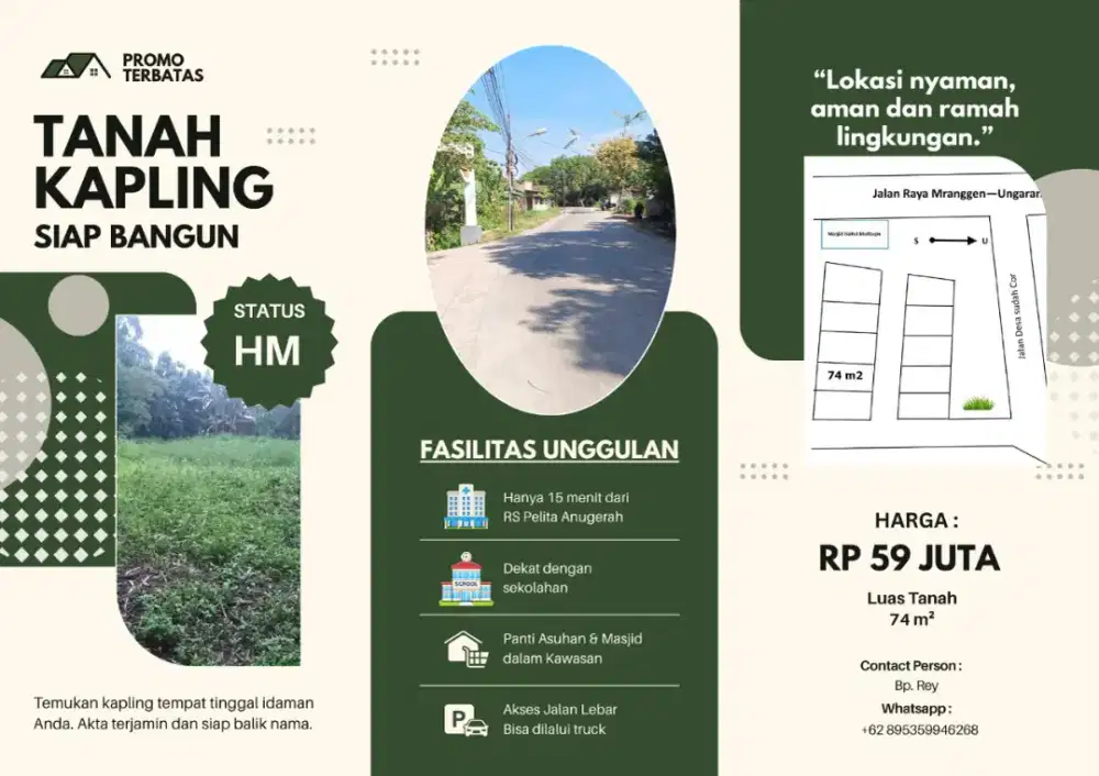 Jual cepat kapling sudah pondasi.
