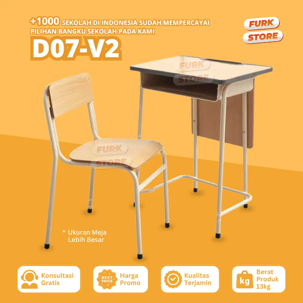 Bangku Sekolah Tipe D07 v2 - Bangku Sekolah Modern | Meja Kursi SMP |