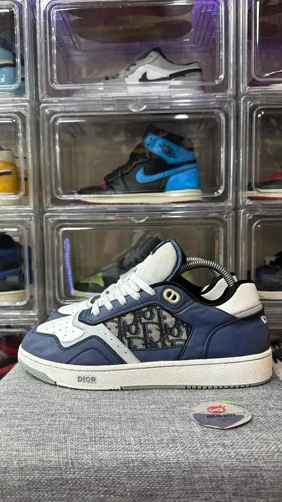 DIOR OBLIQUE B27 BLUE CREAM LOW TOP SNEAKERS