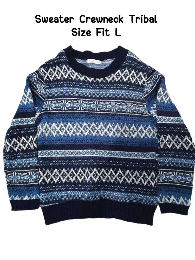 Sweater Crewneck Rajut Tribal Korea