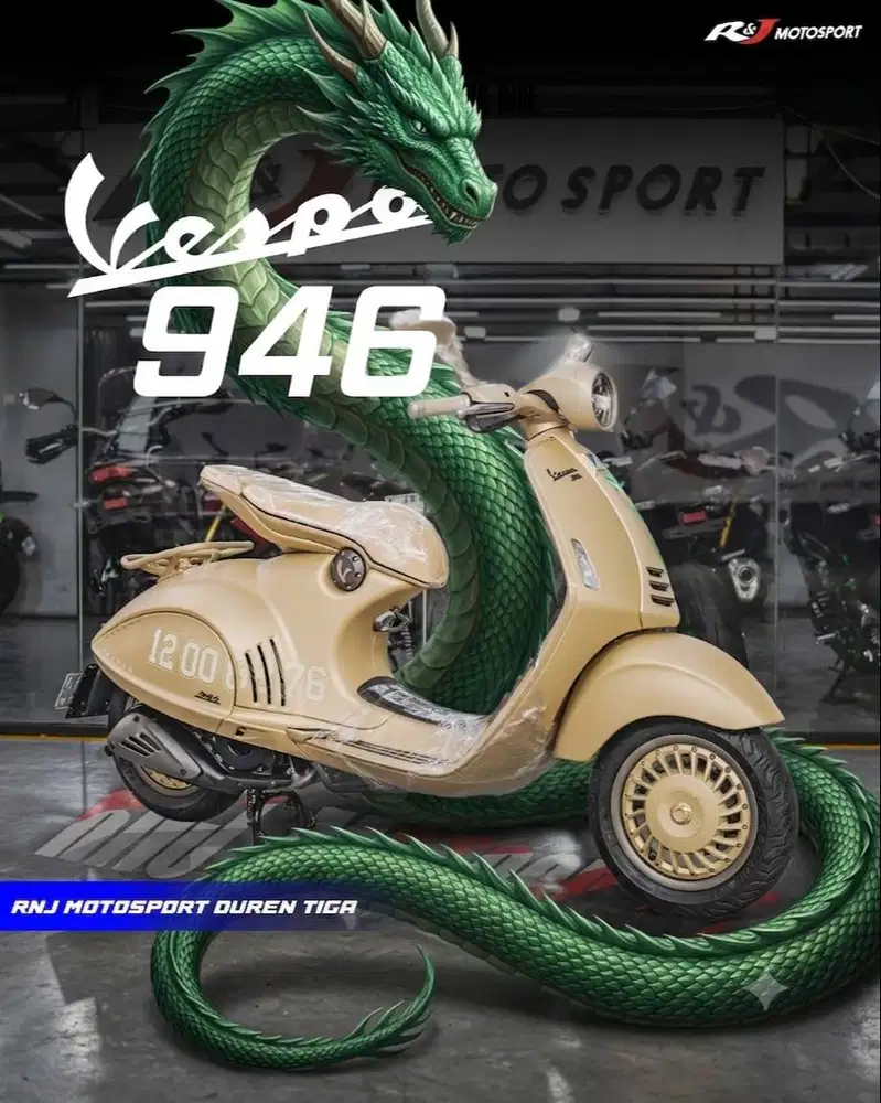 Vespa 946 Dragon Limited Edition Km 150 perak warna Coklat