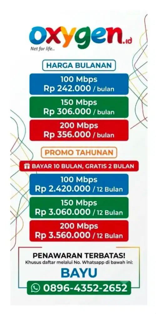Promo Internet Wifi Oxygen