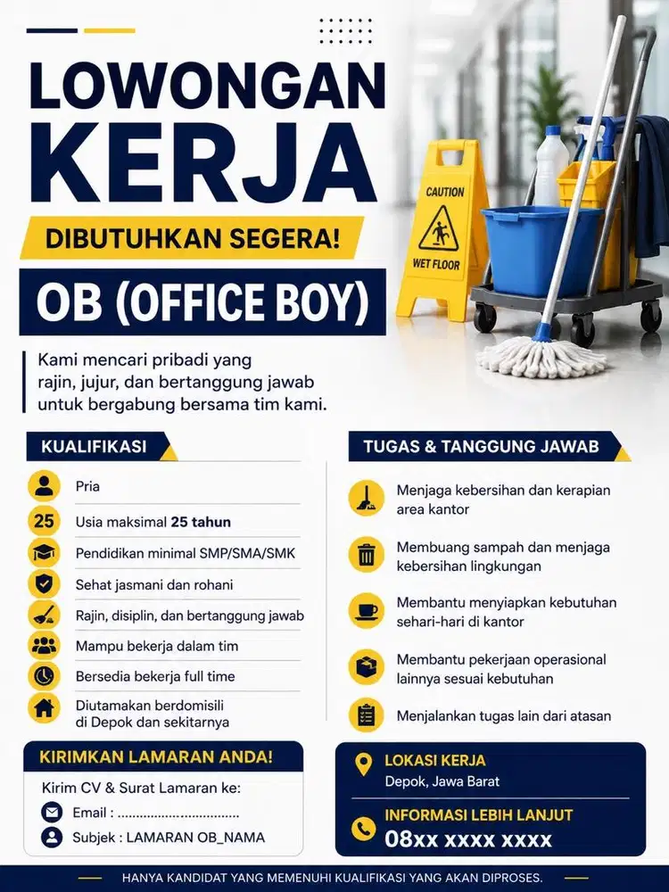 Lowongan Office Boy ( OB )