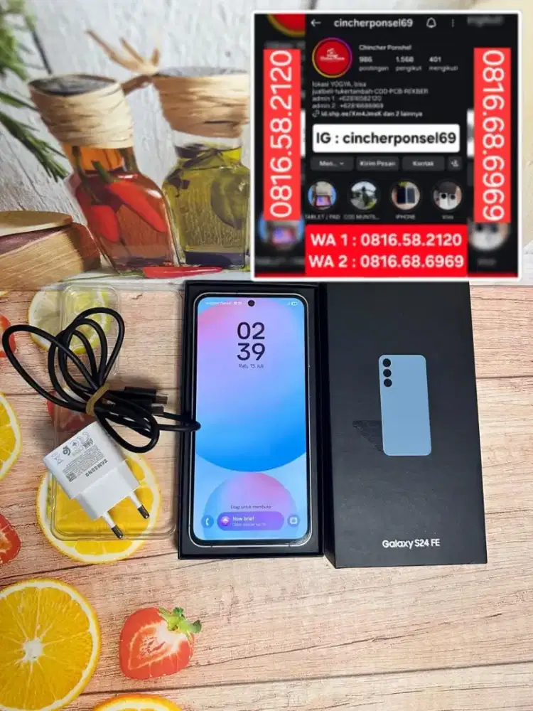 Jual hp SAMSUNG S24 fe 5g 8/256 siap pakai FREE adaptor n case