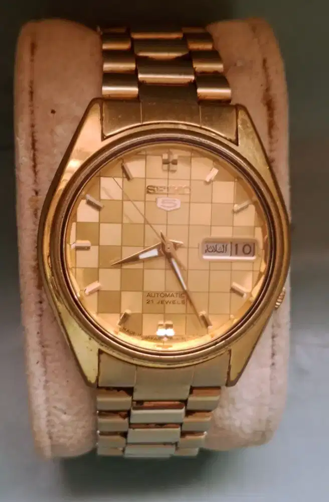 Seiko 5 Automatic 7019-6081 A1 lapis Gold versi Arabic original