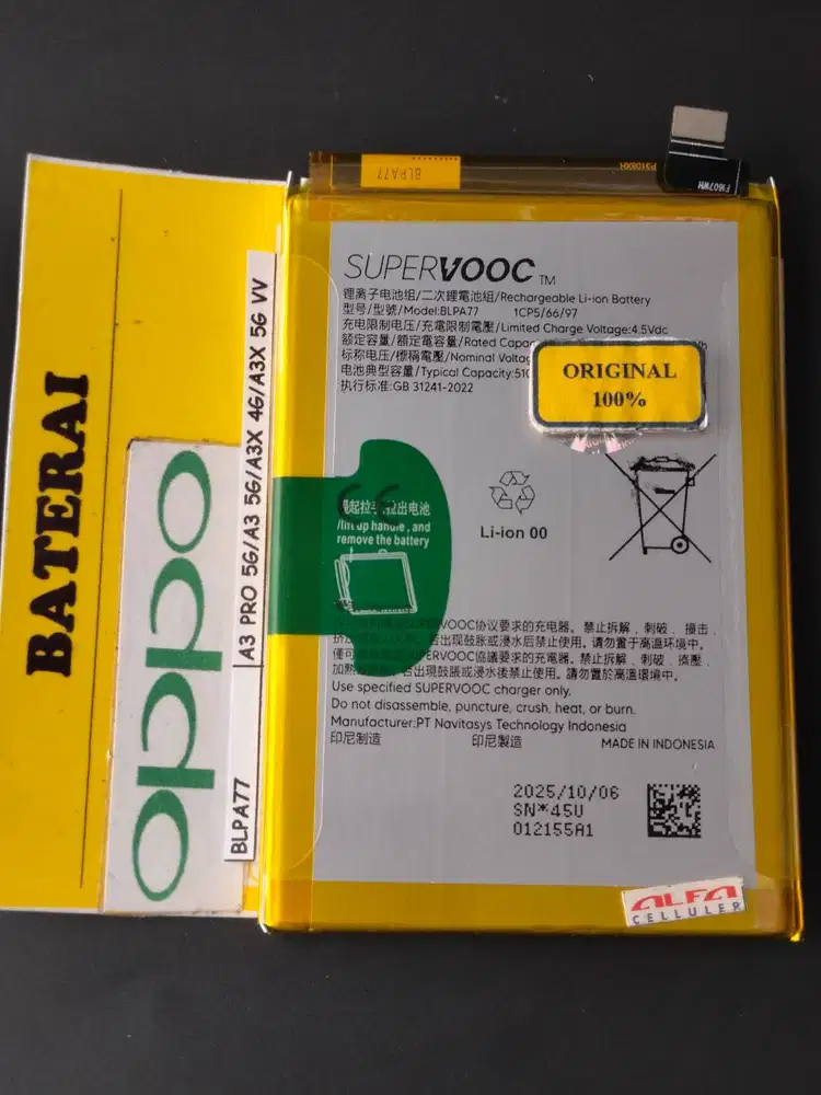Baterai  OPPO BLPA77 /Baterai OPPO A3 PRO 5G/ OPPO A3 5G/ A3X 4G-5G
