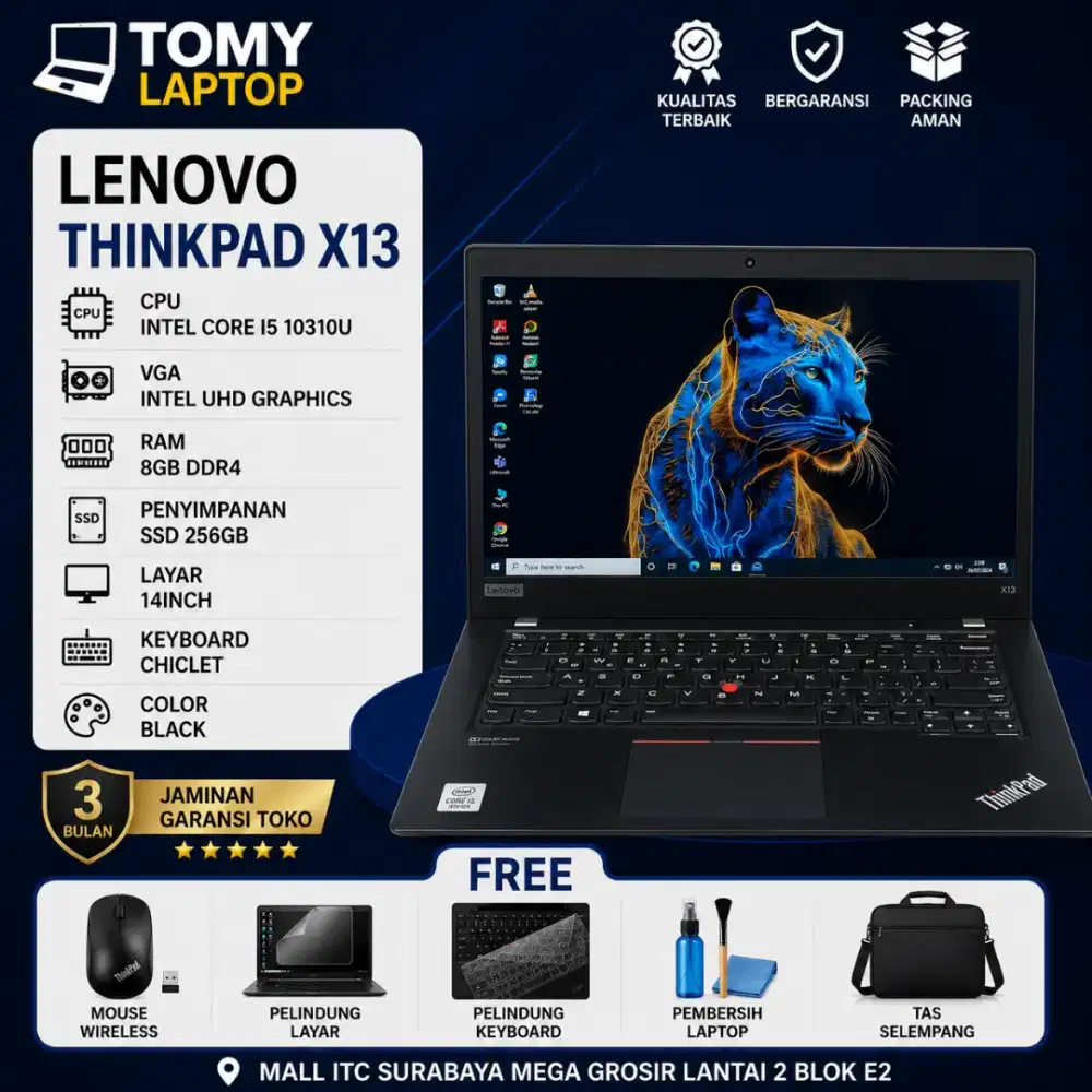 LENOVO THINKPAD X13 INTEL CORE I5 10310U RAM 8GN SSD 256GB 14INCH