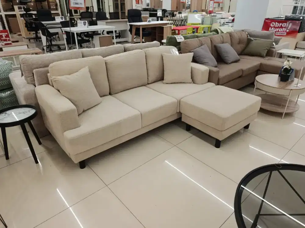 Neo Glivel Sofa + Ottoman Beige