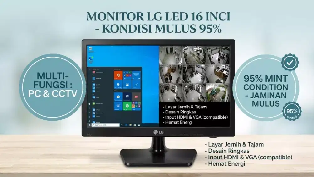 Monitor LED LG 16 inchi mulus