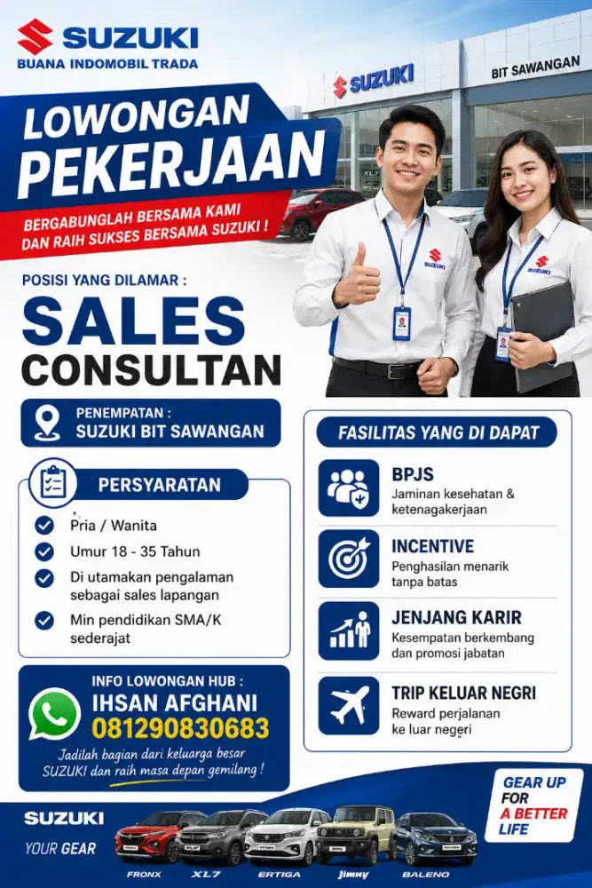 DIBUTUHKAN SALES CONSULTANT , DI UTAMAKAN FRESH GRADUATE