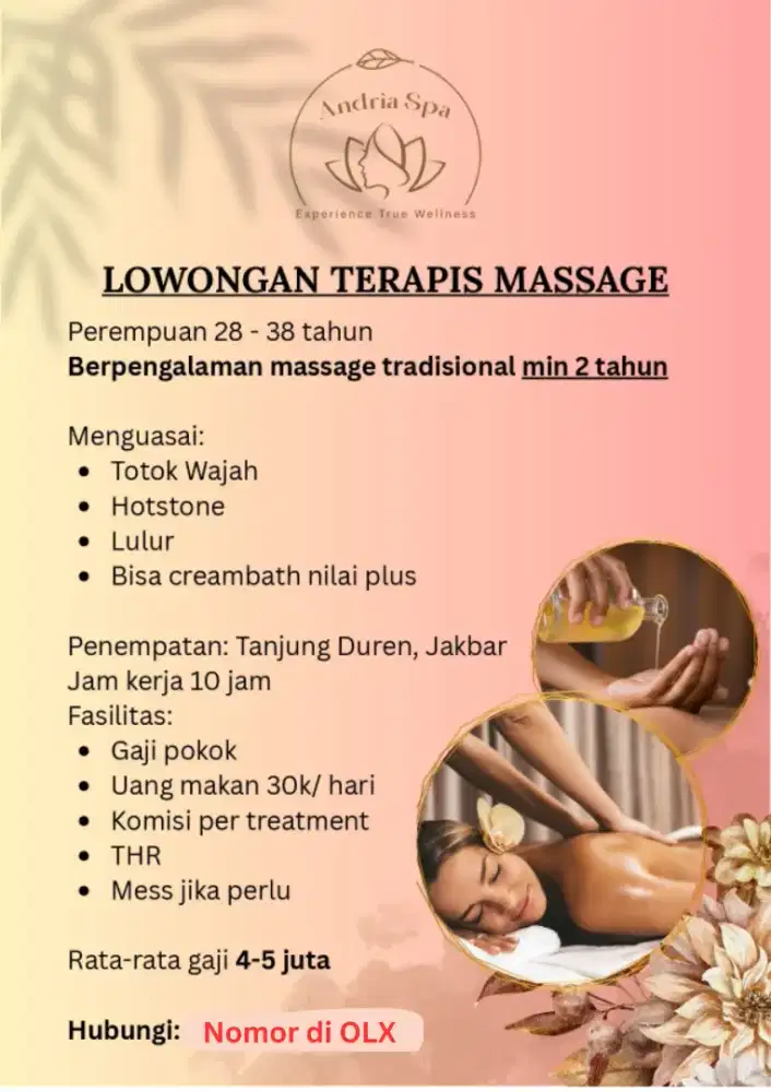 FAMILY SPA THERAPIST / TERAPIS MASSAGE ANDRIA SPA