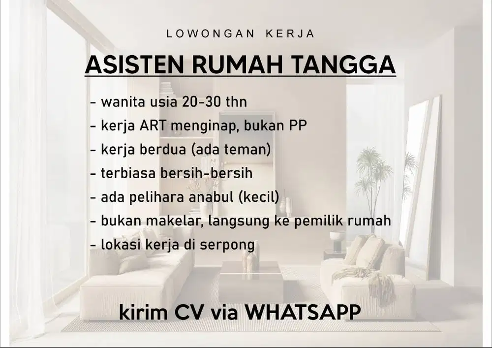 lowongan kerja asisten rumah tangga