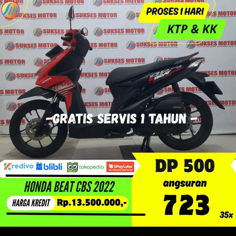 DP CUMA 500RIBU HONDA BEAT CBS 2022 ANGSURAN SANGAT RENDAH BERGARANSI