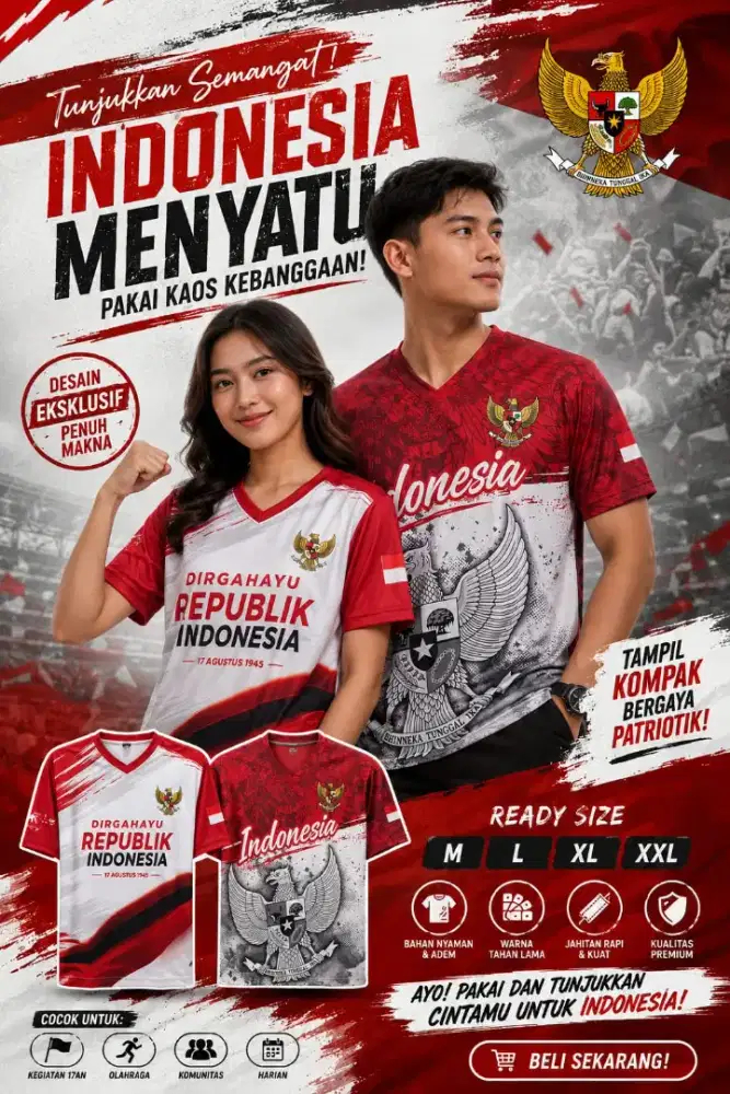 Kaos jersey kemerdekaan indonesia hut RI