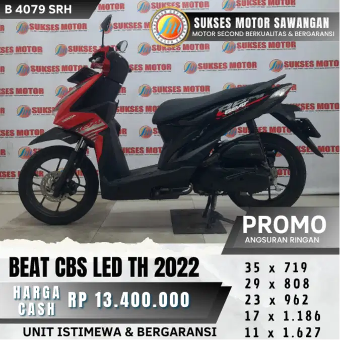 CASH KREDIT HONDA BEAT LED CBS TH 2022 UNIT MULUS BERGARANSI MESIN