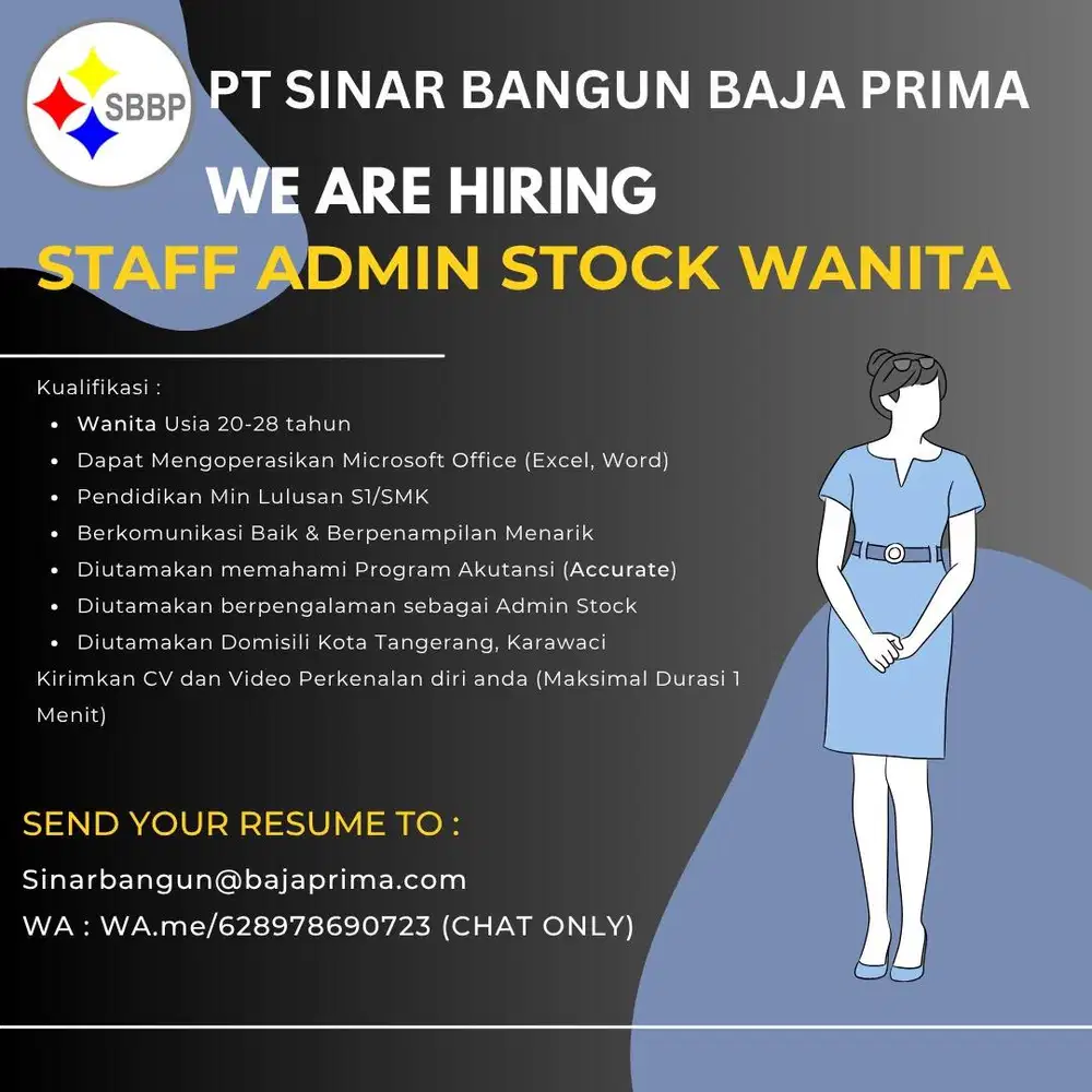 Di cari Staff Admin Stock Gudang