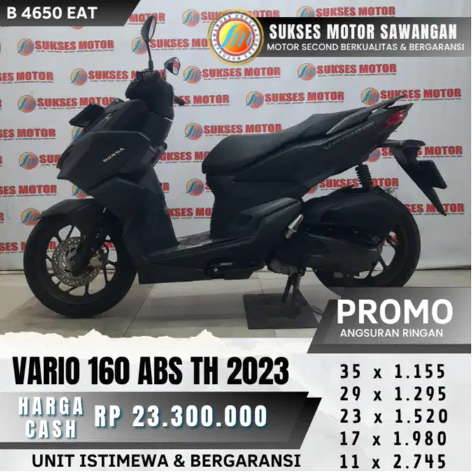 DP 600 CASH KREDIT HONDA VARIO 160 ABS TH 2023 HITAM MULUS BERGARANSI