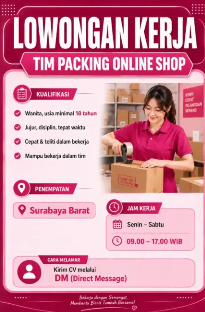 Lowongan Kerja Tim Packing Online Shop