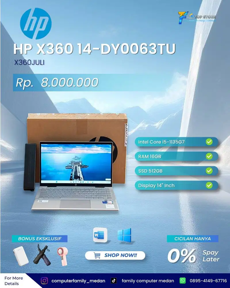 LAPTOP HP X360 14-DY0063TU CORE I5-1135G7 RAM 16GB SSD 512GB INTEL IRI
